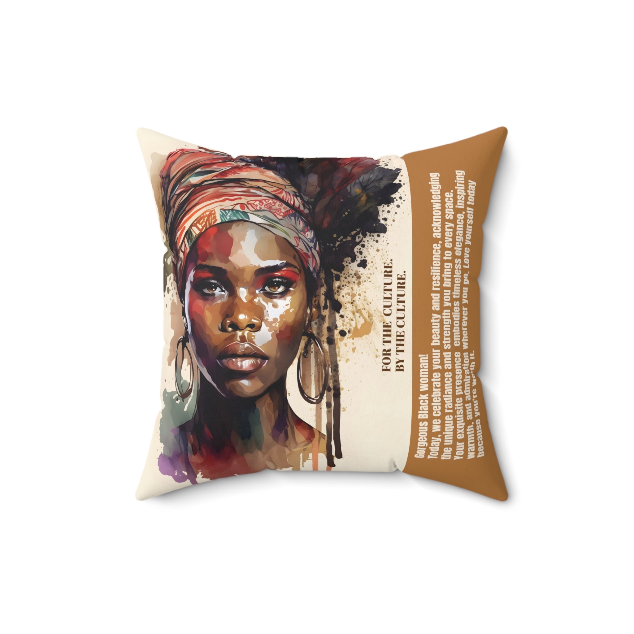 Gorgeous Black Woman Polyester Square Pillow