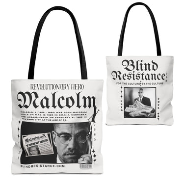 Malcolm X Two-sided Newspaper Tote Bag