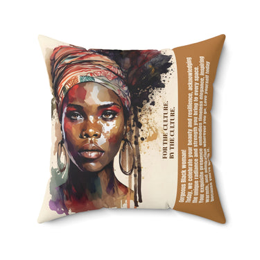 Gorgeous Black Woman Polyester Square Pillow