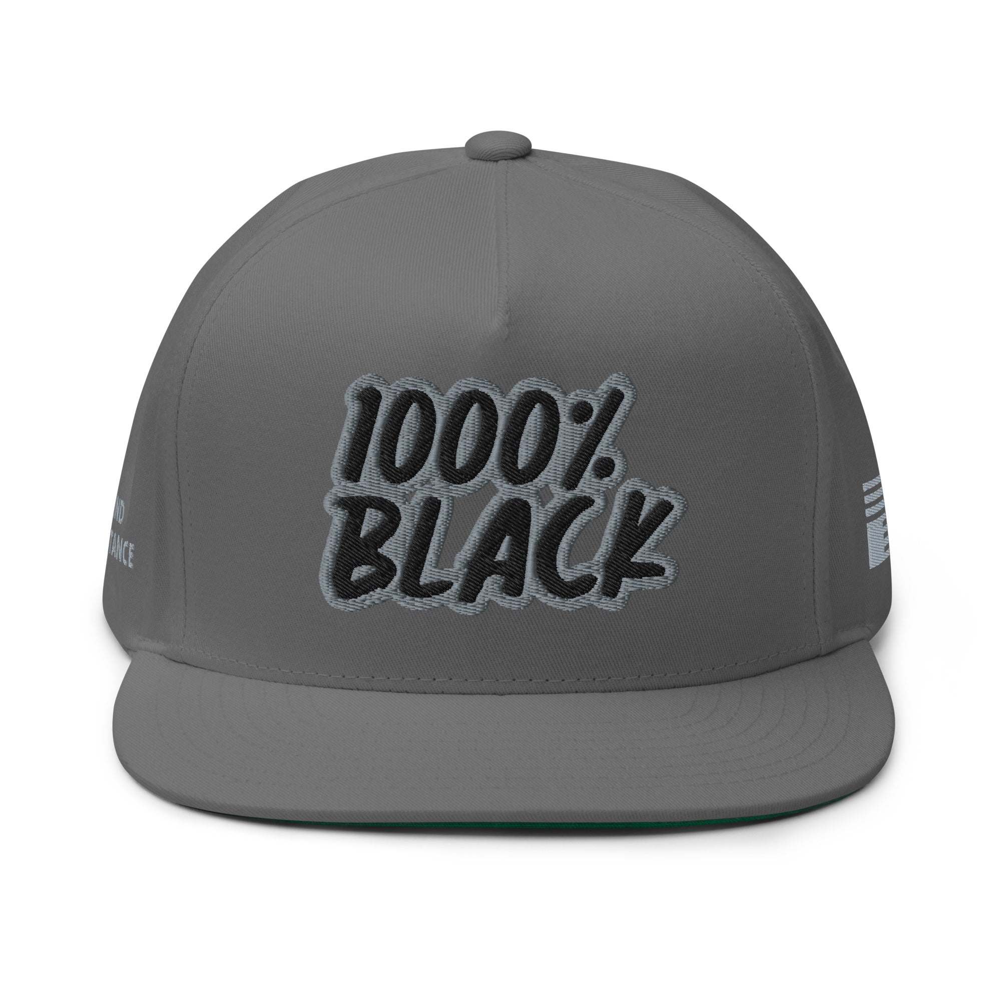 1000% Black (Stop the Violence Flag) Flat Bill Cap